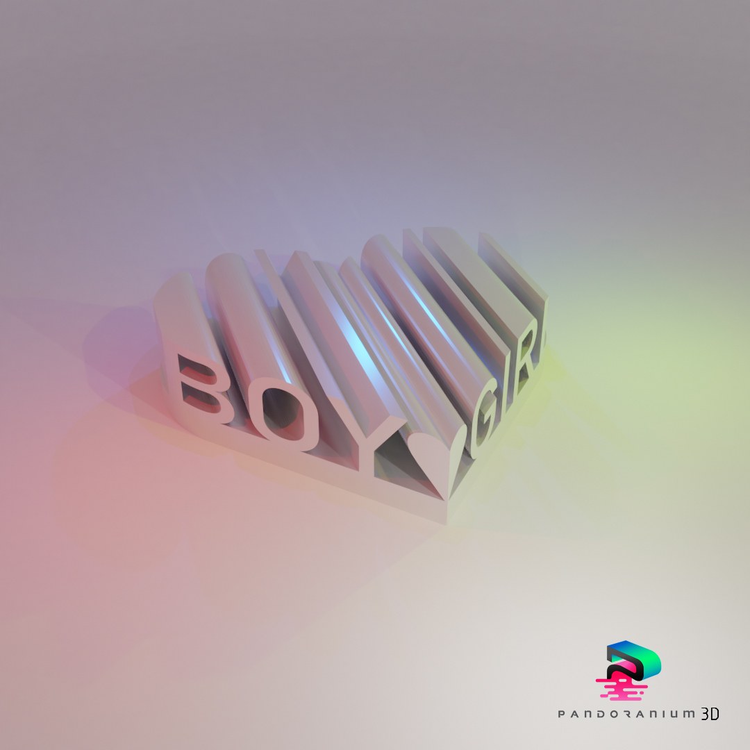 Word Shape Of Hearts (Boy & Girl digital 3D model preview
