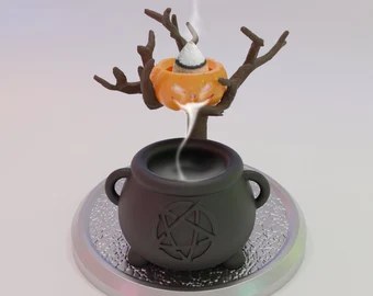 Halloween Pumpkin Cauldron Backflow Incense Burner