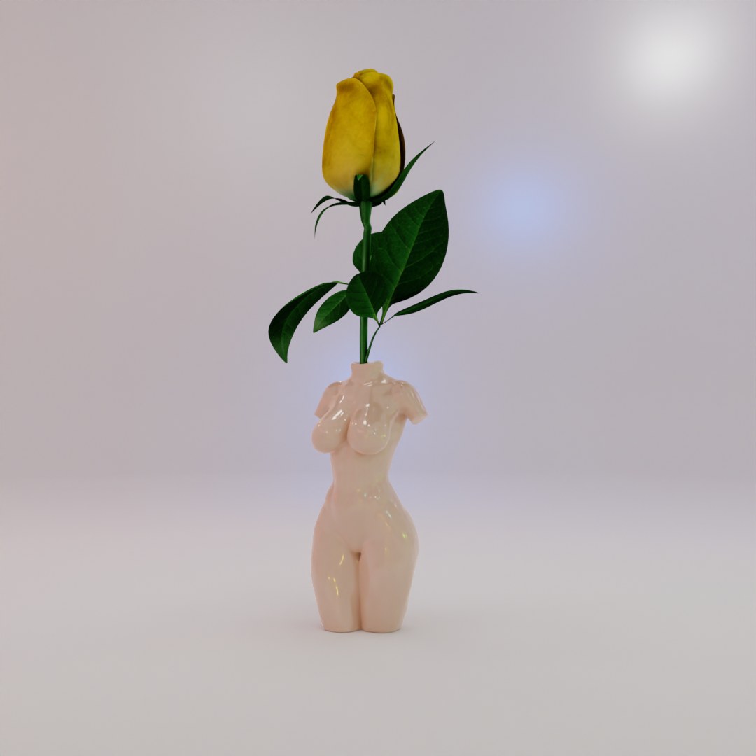 Naked Body Flower Pot digital 3D model preview