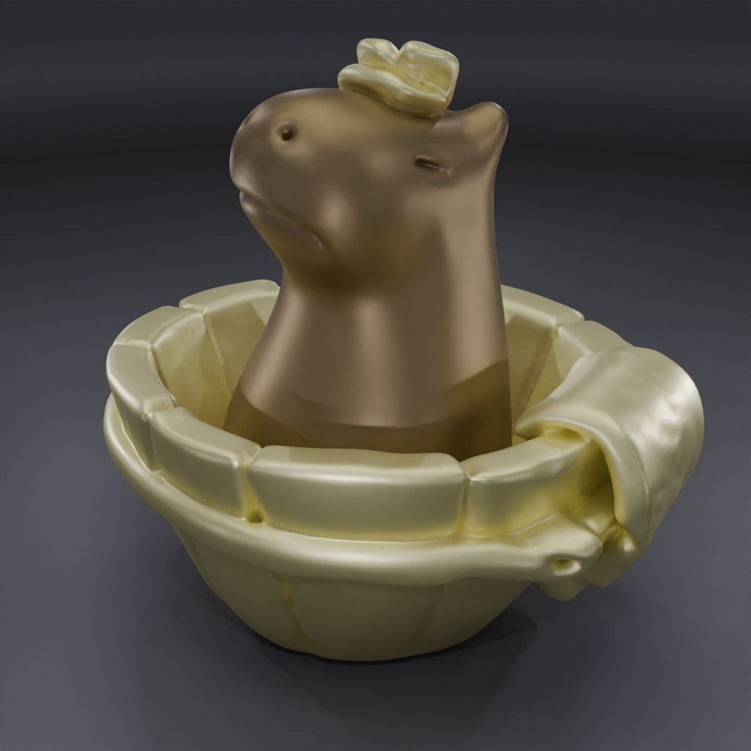 Capybara Golden Bath