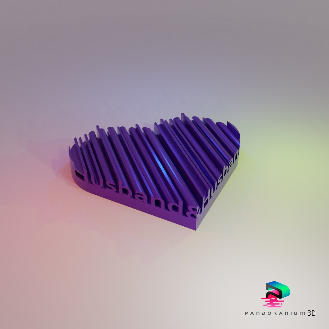 Word Shape Of Hearts (Husband & Husband digital 3D model preview