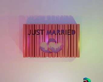 Just Married 3D Word Shape