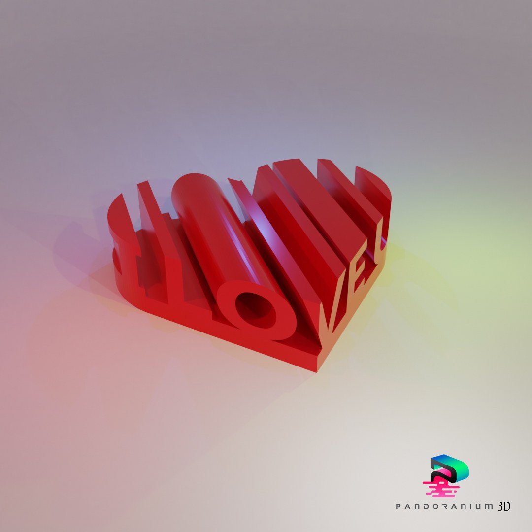 Word Shape Of Hearts (I Love U digital 3D model preview