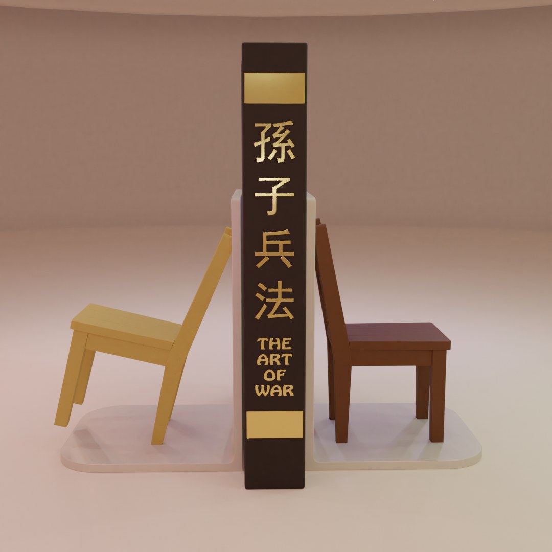 Classic Wooden Chair Bookends digital 3D model preview