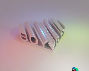 Boy & Girl Heart Word Shape digital 3D model preview