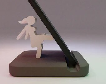 Girl Kicking Phone Stand