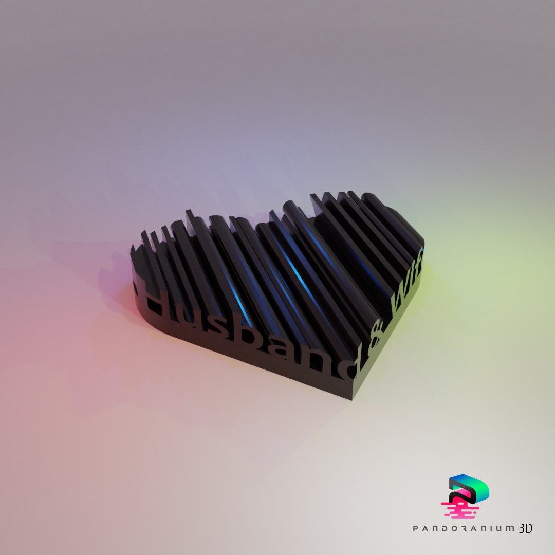 Word Shape Of Hearts (Husband & Wife digital 3D model preview