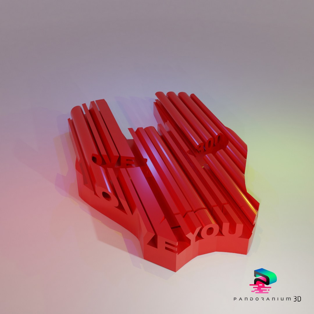 Word Shape - Love You 3000 digital 3D model preview