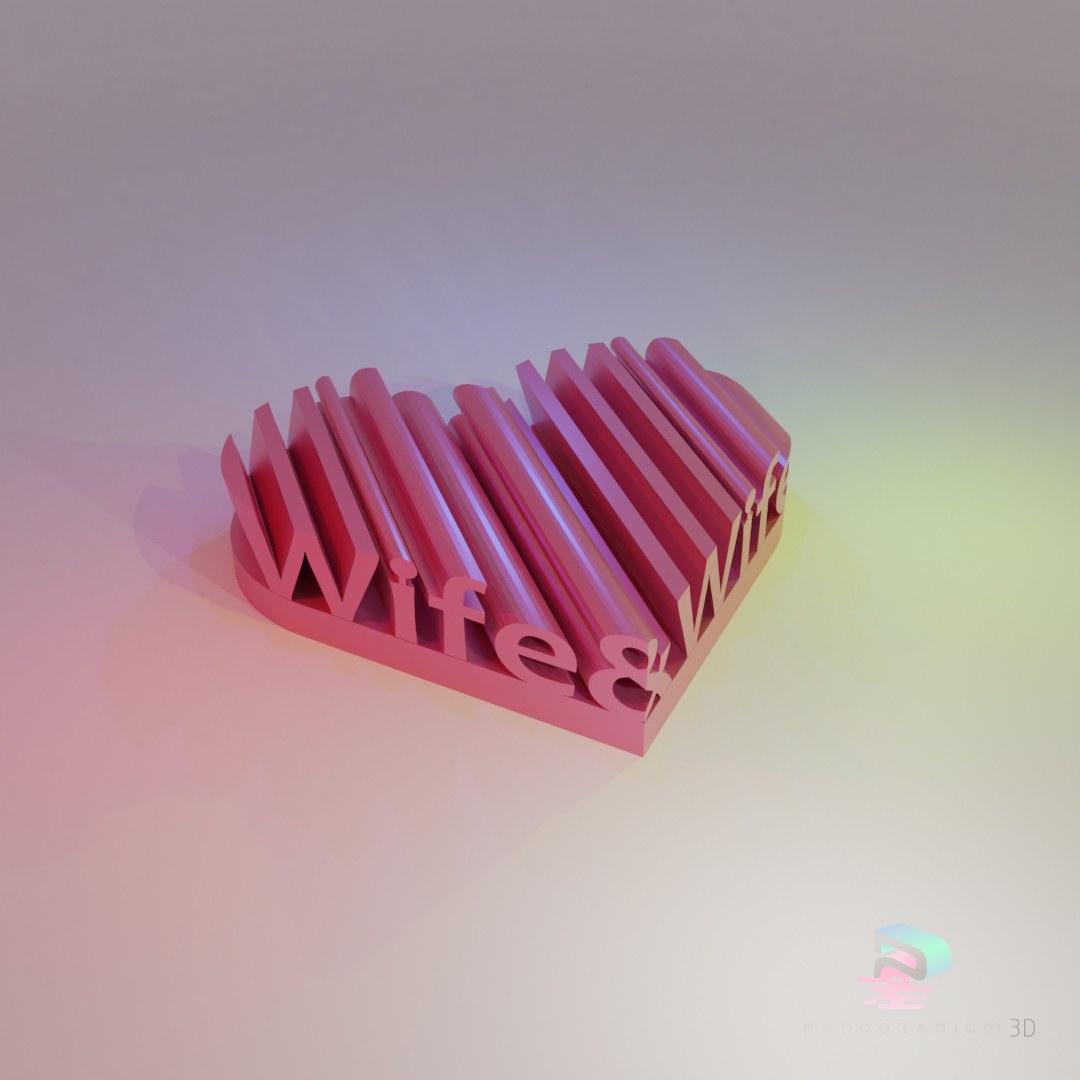 Word Shape Of Hearts (Wife & Wife digital 3D model preview