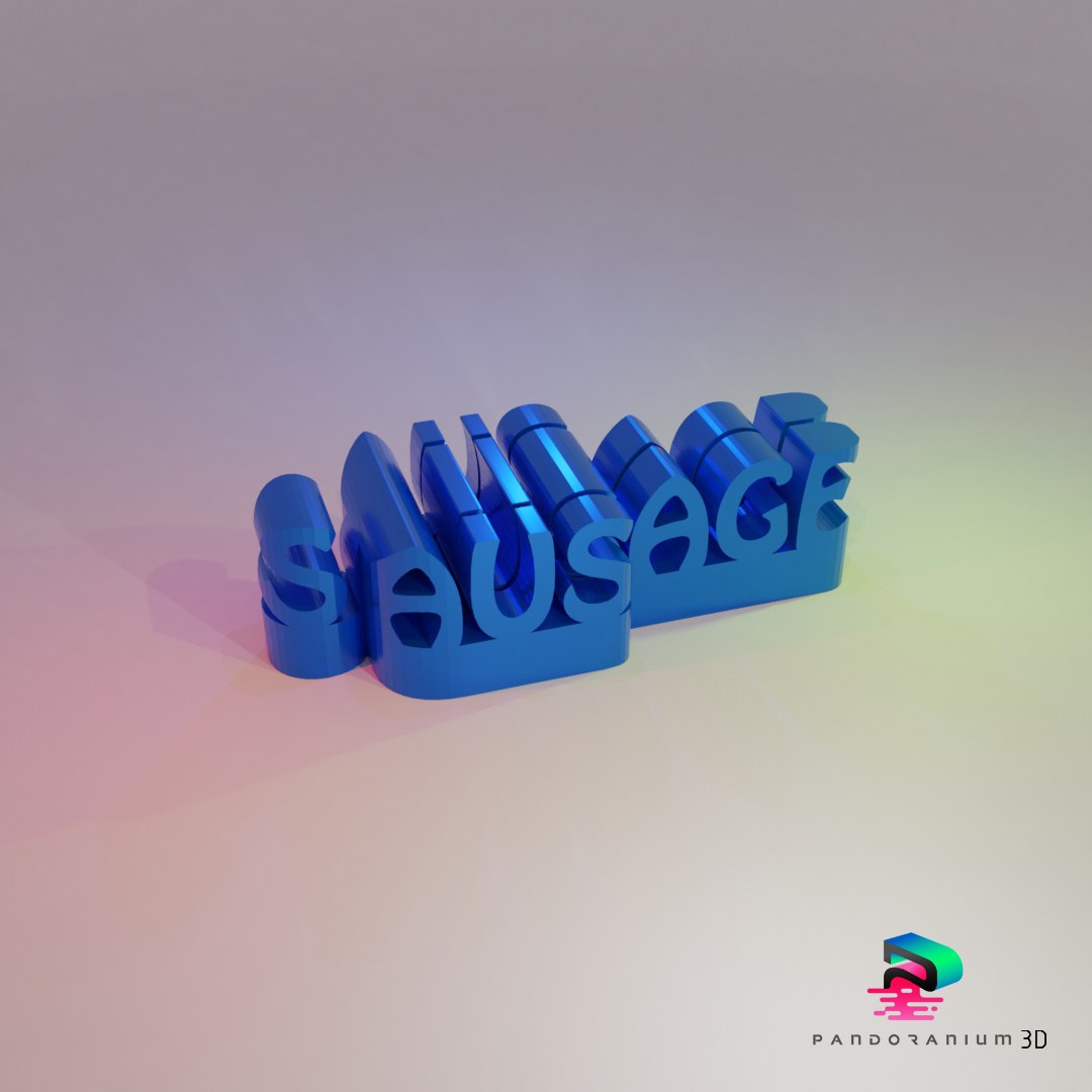 Word Shape - Man Sausage digital 3D model preview