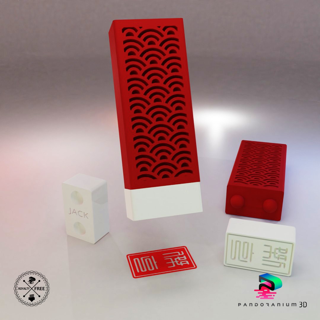 Chinese Stamp With Ancient Traditional Font 24 Names (2 Words digital 3D model preview