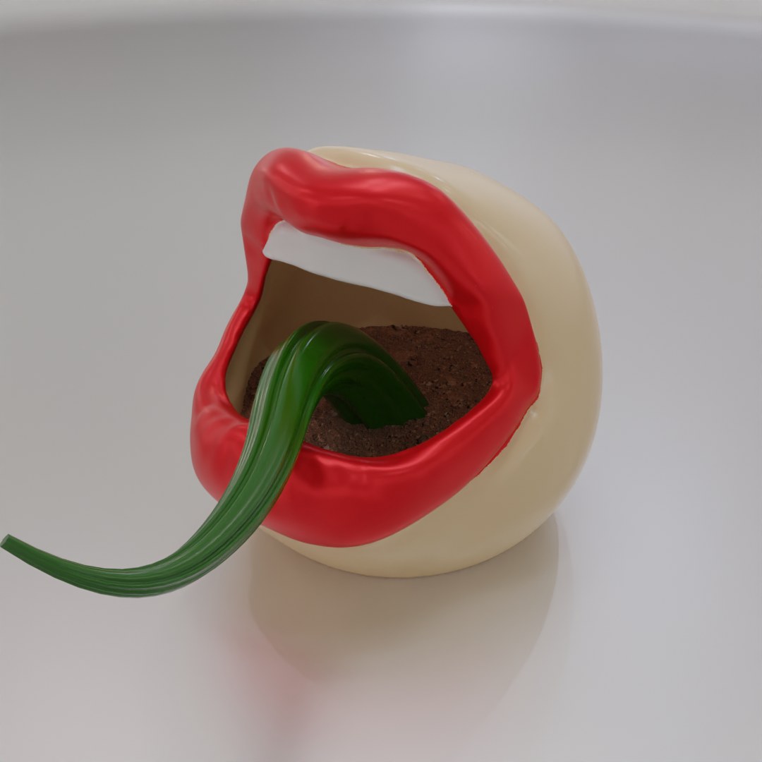Mouth Flower Pot digital 3D model preview