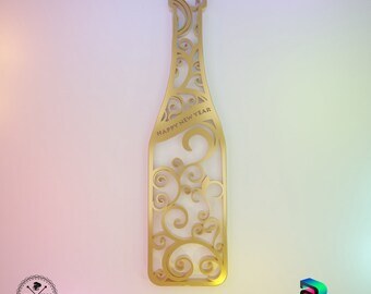 Happy New Year Wine Bottle Ornament