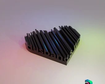 Husband & Wife Heart 3D Word Art