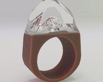 Clear Resin Mountain Ring digital 3D model preview